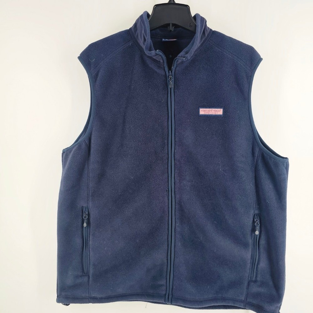 Vineyard Vines Martha Steward Fleece Harbor Vest NWT Mens XL Navy Ripstop Collar